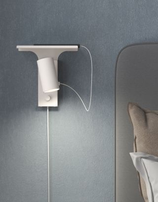 Tyson vägglampa USB-C och LED med hylla