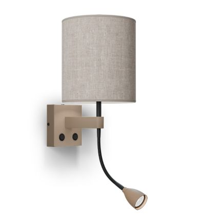 Dual läs vägglampa sandfärgad-Linne