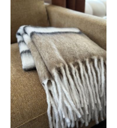Pläd Frasse beige/svart/vit